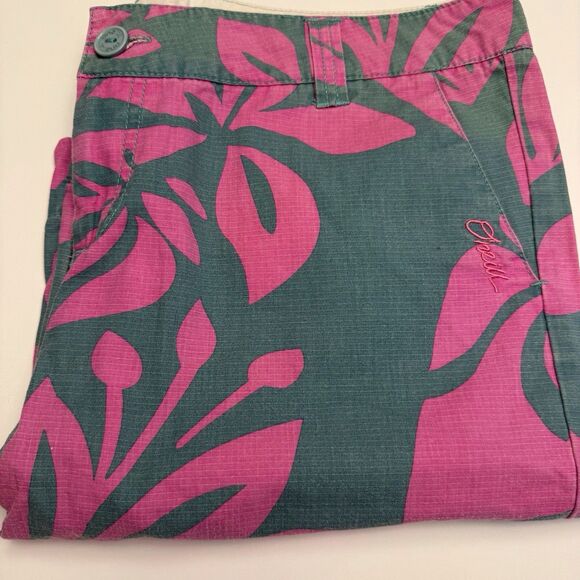 Vintage O'Neil Jr's 13 Green Pink 100% Ripstop Cotton Hawaiian Board Shorts - Picture 11 of 16